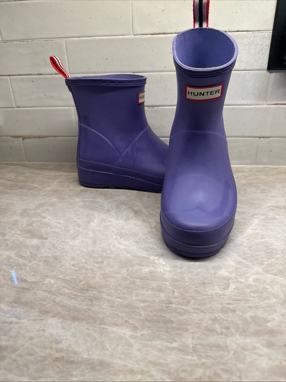 Hunter Original Chelsea Boot Short Waterproof Rain Boots Military purple 7